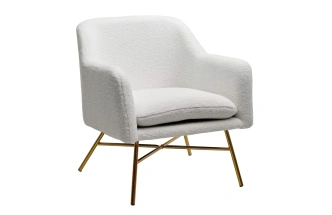 Стул-кресло Sheep, Nini-01 Белый, teddy, золотой каркас 