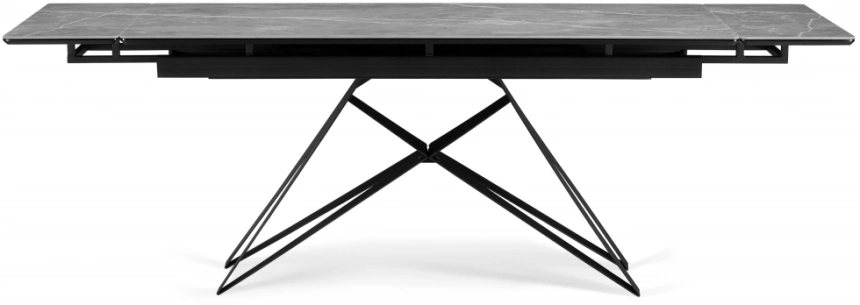 Обеденный стол раздвижной Блэкберн, 160(220)х89, керамика, серый мрамор / черный