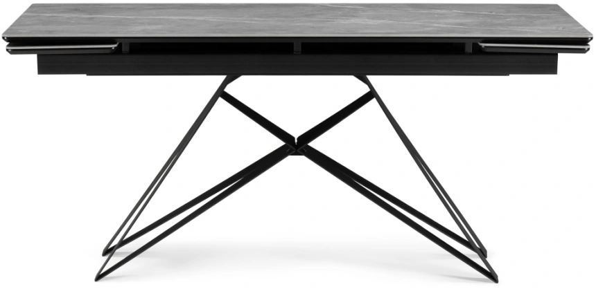Обеденный стол раздвижной Блэкберн, 160(220)х89, керамика, серый мрамор / черный