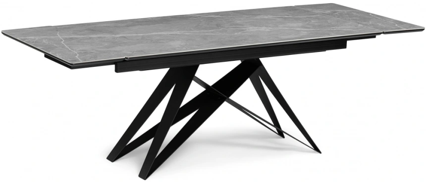 Обеденный стол раздвижной Блэкберн, 160(220)х89, керамика, серый мрамор / черный