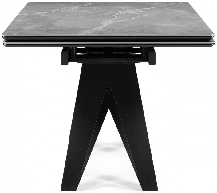 Обеденный стол раздвижной Блэкберн, 160(220)х89, керамика, серый мрамор / черный