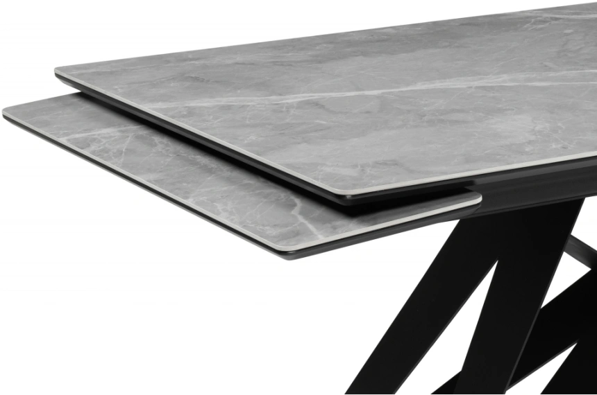Обеденный стол раздвижной Блэкберн, 160(220)х89, керамика, серый мрамор / черный