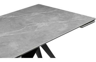 Обеденный стол раздвижной Блэкберн, 160(220)х89, керамика, серый мрамор / черный