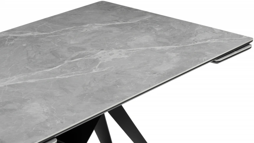 Обеденный стол раздвижной Блэкберн, 160(220)х89, керамика, серый мрамор / черный