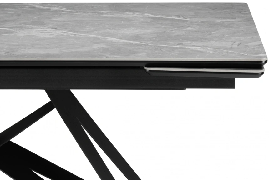 Обеденный стол раздвижной Блэкберн, 160(220)х89, керамика, серый мрамор / черный