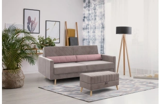 Банкетка Норд, мягкая, с ящиком, ткань альба темно-серый