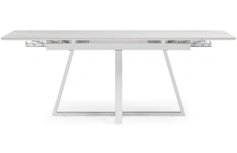 Обеденный раздвижной стол Памелла 140(200), керамика, белый мрамор / белый