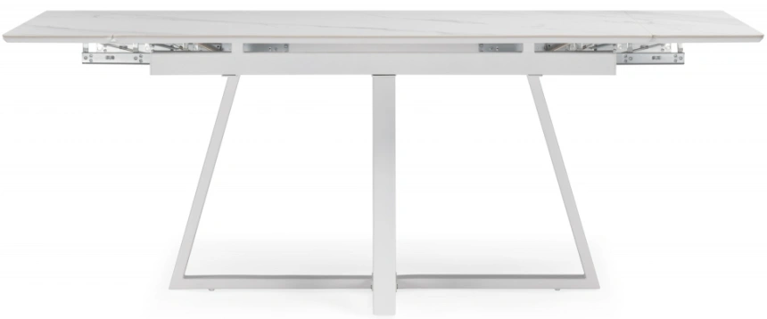 Обеденный раздвижной стол Памелла 140(200), керамика, белый мрамор / белый