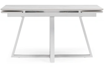 Обеденный раздвижной стол Памелла 140(200), керамика, белый мрамор / белый