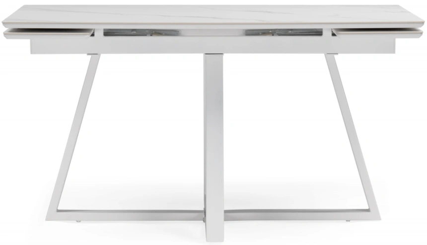 Обеденный раздвижной стол Памелла 140(200), керамика, белый мрамор / белый