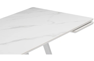 Обеденный раздвижной стол Памелла 140(200), керамика, белый мрамор / белый