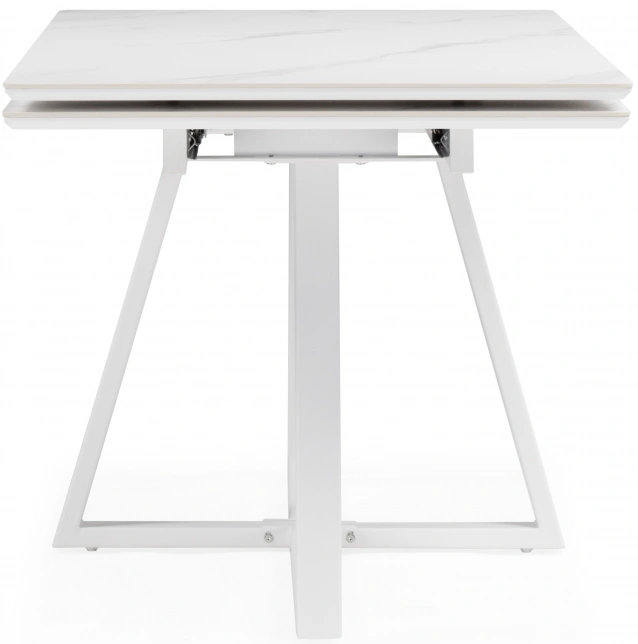 Обеденный раздвижной стол Памелла 140(200), керамика, белый мрамор / белый