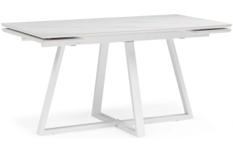 Обеденный раздвижной стол Памелла 140(200), керамика, белый мрамор / белый