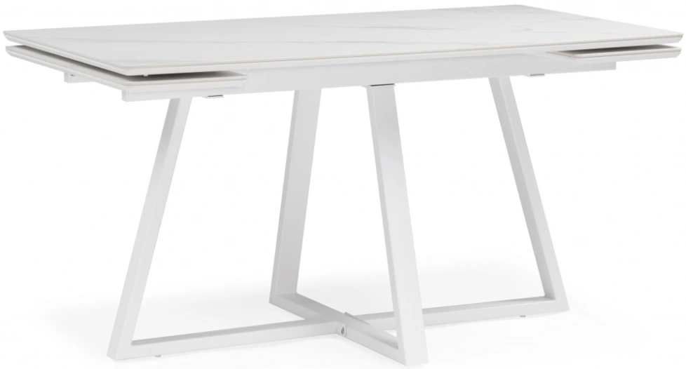 Обеденный раздвижной стол Памелла 140(200), керамика, белый мрамор / белый