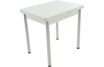 Кухонный стол Бари, белый, стекло, каркас хром 