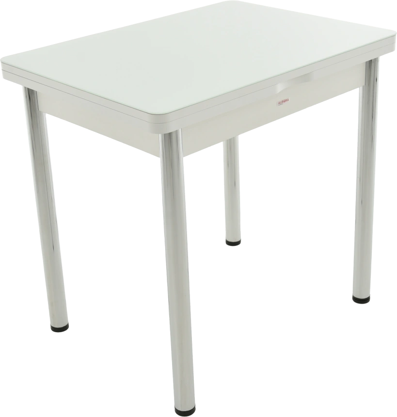 Кухонный стол Бари, белый, стекло, каркас хром 