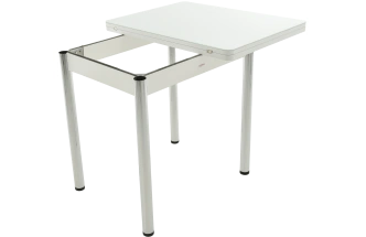 Кухонный стол Бари, белый, стекло, каркас хром 
