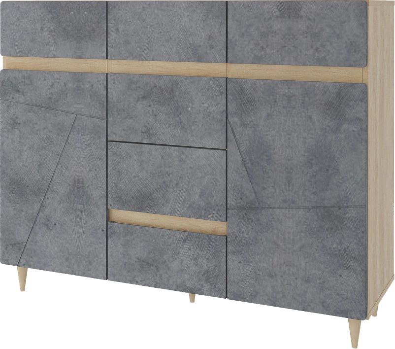 Модульная гостиная Киото 2, дуб небраска / бетон тёмный