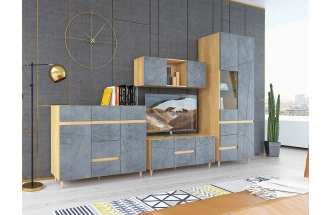 Модульная гостиная Киото 2, дуб небраска / бетон тёмный