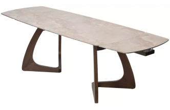 Обеденный раздвижной стол Dakar 180, Gloss Amber Jade Solid Ceramic, орех