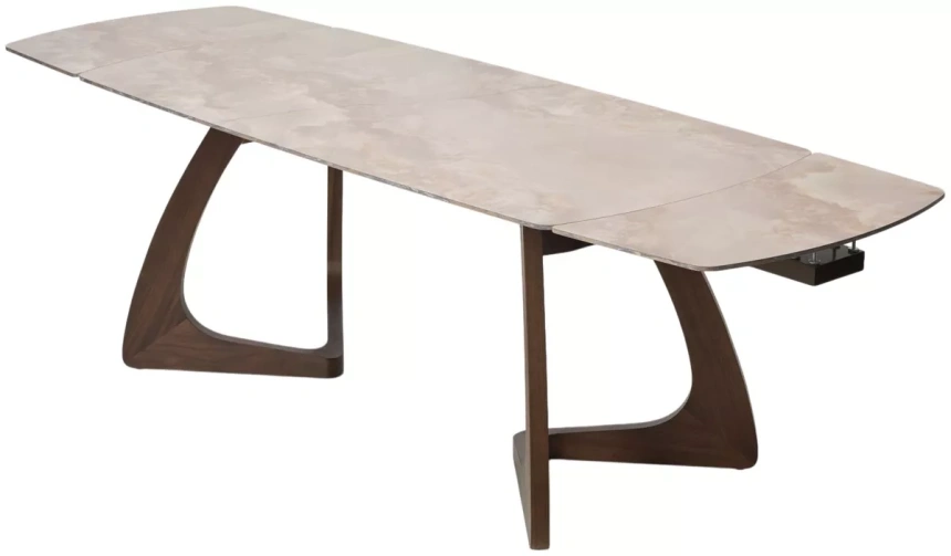 Обеденный раздвижной стол Dakar 180, Gloss Amber Jade Solid Ceramic, орех