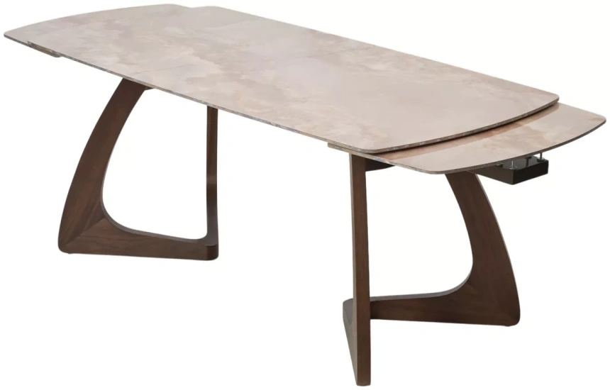 Обеденный раздвижной стол Dakar 180, Gloss Amber Jade Solid Ceramic, орех