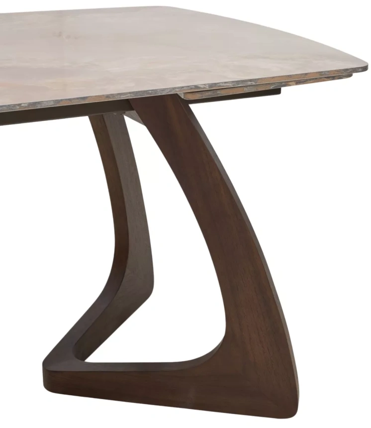 Обеденный раздвижной стол Dakar 180, Gloss Amber Jade Solid Ceramic, орех