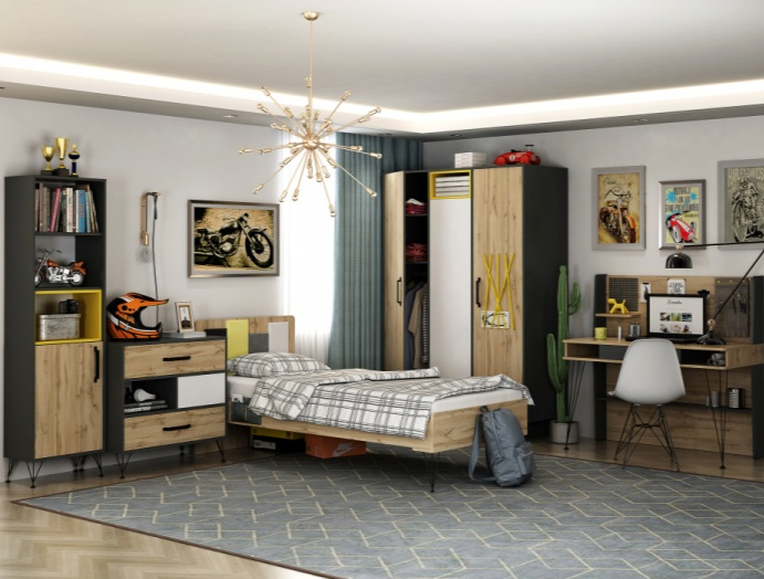 Стол компьютерный  Нобира, антрацит / дуб ирландский