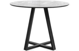 Кухонный стол Норфолк, 100x100x78, стекло, белый мрамор / черный