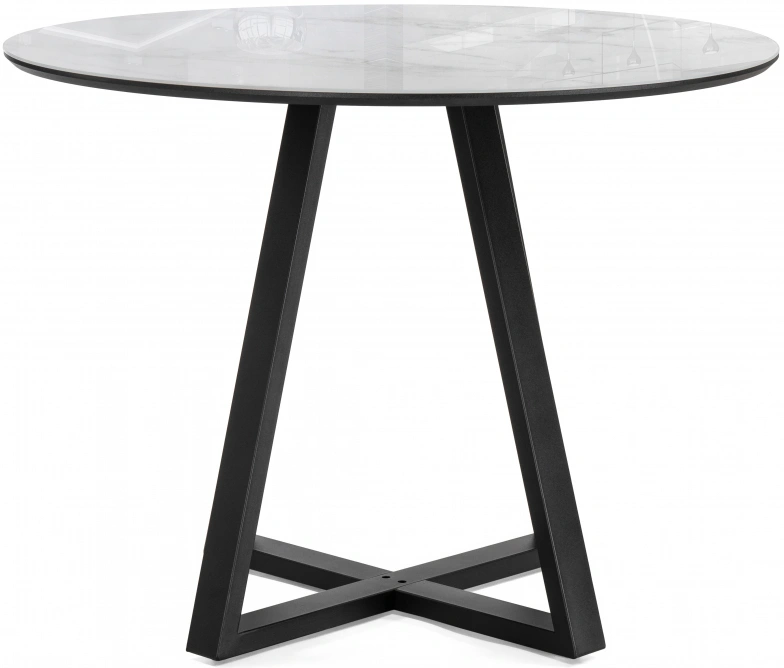 Кухонный стол Норфолк, 100x100x78, стекло, белый мрамор / черный