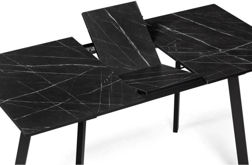 Кухонный раздвижной стол Агни, 110(140)х68х76, ЛДСП, файерстоун / черный матовый