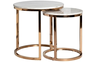 ​Комплект журнальных столов 57EL-ET101B, 60x60x63, искусственный мрамор, белый мрамор / золото