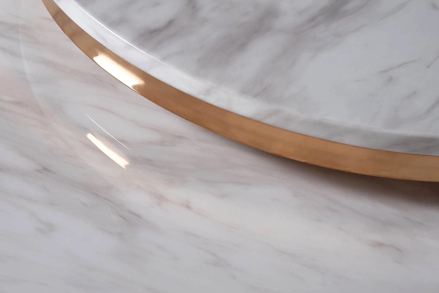 ​Комплект журнальных столов 57EL-ET101B, 60x60x63, искусственный мрамор, белый мрамор / золото