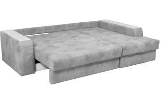Диван угловой Остин, ткань Tornado silver, угол правый, Рамух белый