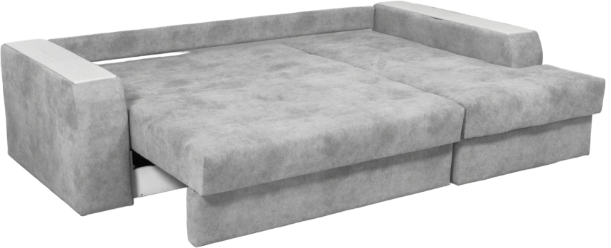 Диван угловой Остин, ткань Tornado silver, угол правый, Рамух белый