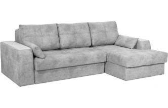Диван угловой Остин, ткань Tornado silver, угол правый, Рамух белый