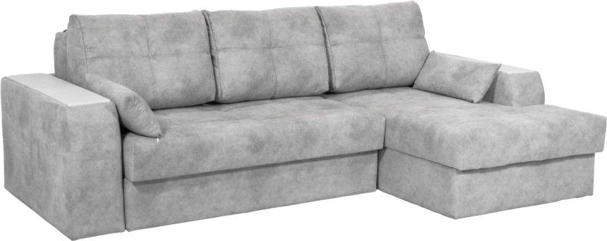 Диван угловой Остин, ткань Tornado silver, угол правый, Рамух белый