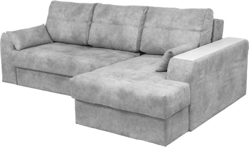 Диван угловой Остин, ткань Tornado silver, угол правый, Рамух белый