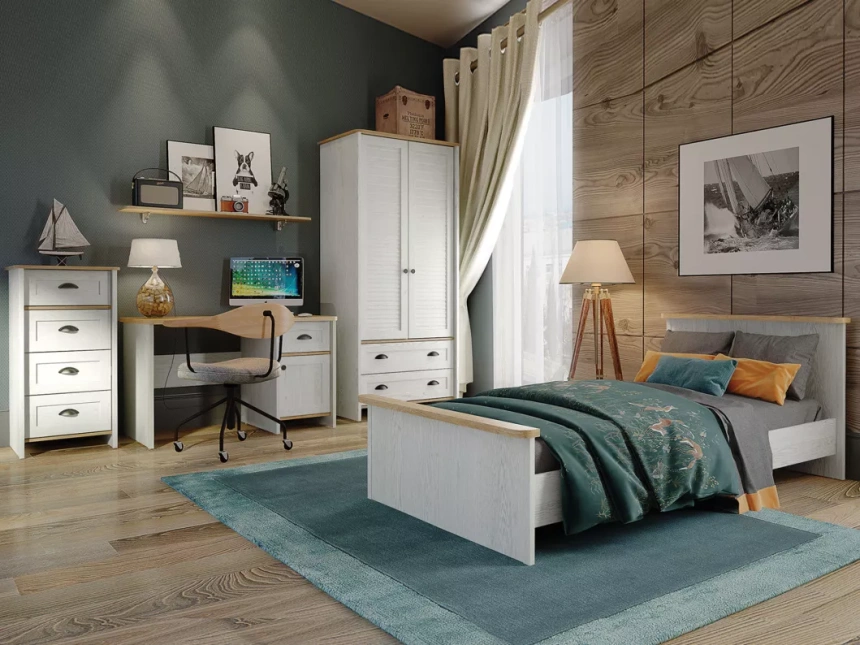 Стол письменный Тифани, Дуб небраска/Белый