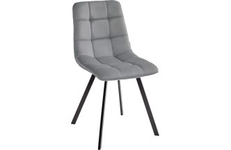 Стул Ричи, мягкий, H-14 серый, велюр, черный каркас