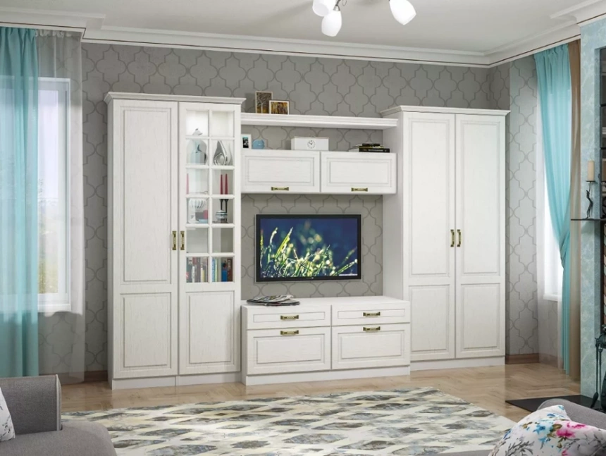 Шкаф-пенал Ливерпуль, белый / ясень ваниль