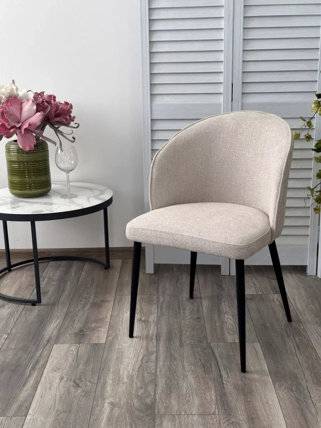 Стул Gloria, мягкий, White Chacha-140, ткань, черный каркас