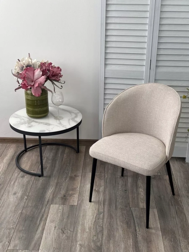 Стул Gloria, мягкий, White Chacha-140, ткань, черный каркас