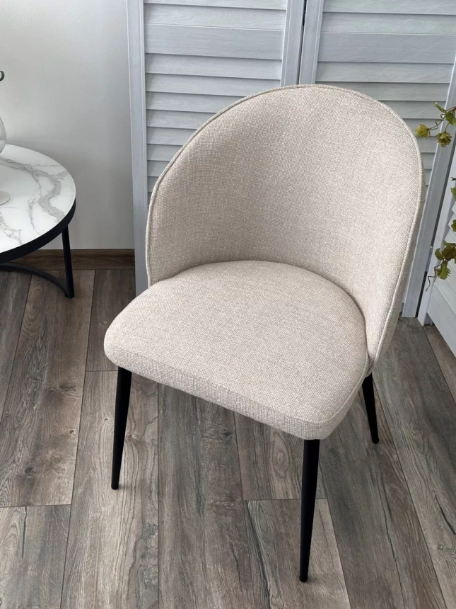 Стул Gloria, мягкий, White Chacha-140, ткань, черный каркас