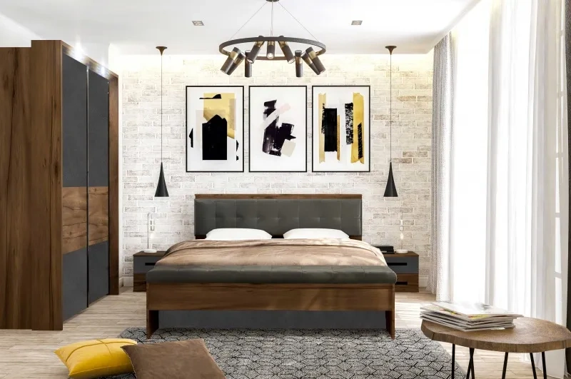 Шкаф-купе двухдверный с обрамлением Глазго, 190x65x235, с полками, металл бруклин / таксония