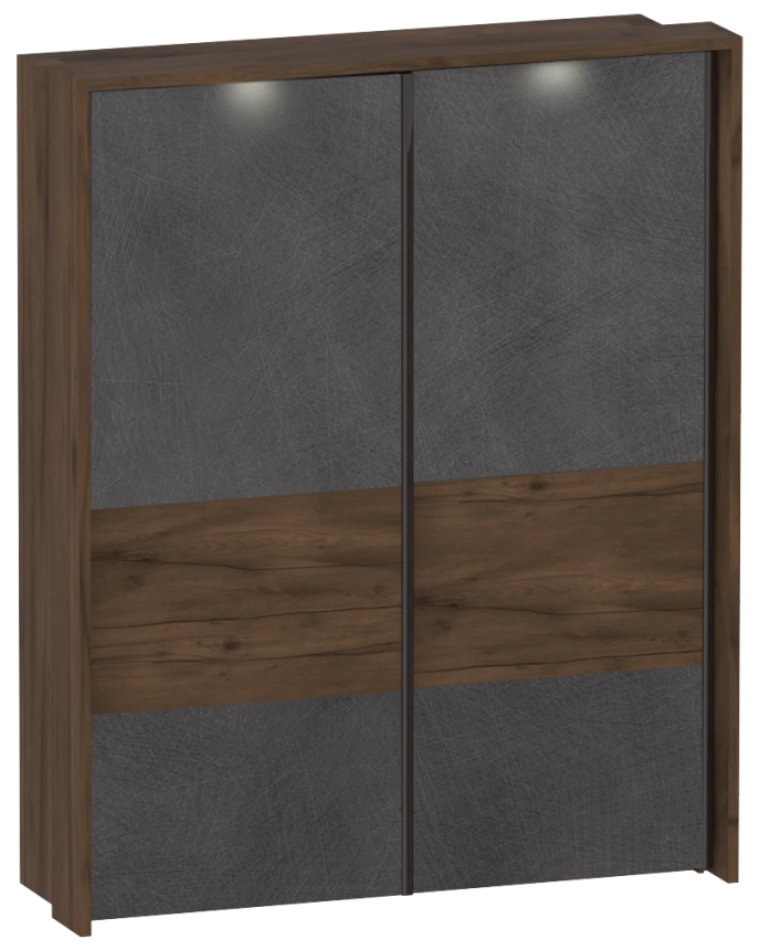 Шкаф-купе двухдверный с обрамлением Глазго, 190x65x235, с полками, металл бруклин / таксония