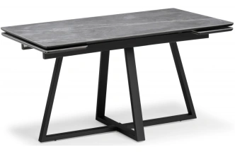Обеденный раздвижной стол Памелла 140(200), керамика, серый мрамор / черный