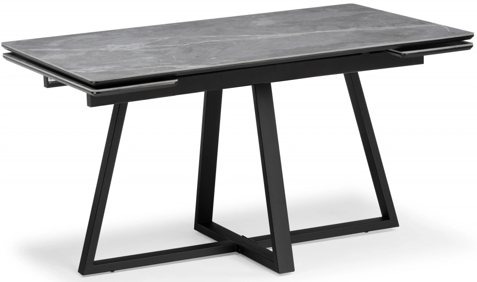 Обеденный раздвижной стол Памелла 140(200), керамика, серый мрамор / черный