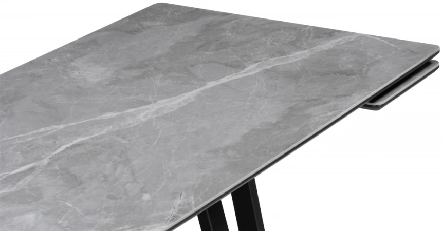 Обеденный раздвижной стол Памелла 140(200), керамика, серый мрамор / черный