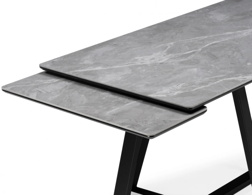 Обеденный раздвижной стол Памелла 140(200), керамика, серый мрамор / черный